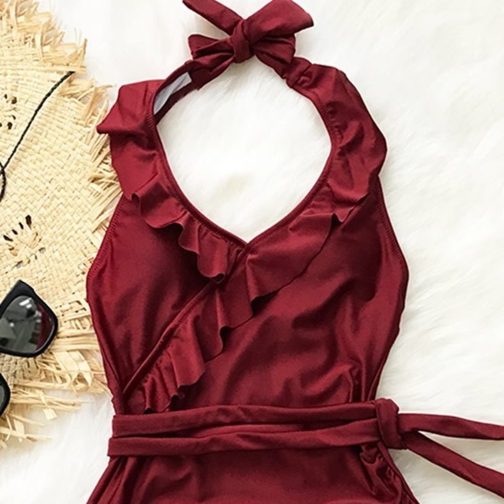 Cupshe | Halter Ruffle One Piece - Picture 2 of 4